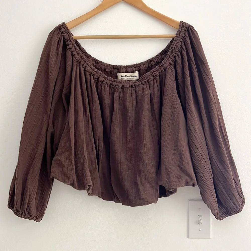Free People We The Free All About The Bubble Tee Brown NWOT